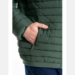 ZIELONA pikowana MĘSKA KURTKA z odpinanym kapturem MORAJ